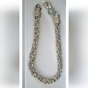 Sterling Silver 925 Victorian Style Oxidized Rolled Byzantine Bracelet 7"